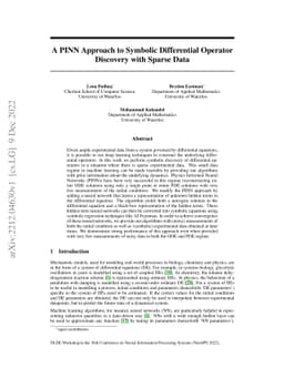 A PINN Approach to Symbolic Differential Operator Discovery with Sparse
  Data