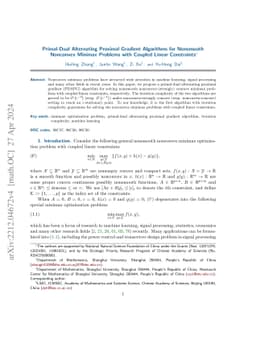 Primal Dual Alternating Proximal Gradient Algorithms for Nonsmooth
  Nonconvex Minimax Problems with Coupled Linear Constraints