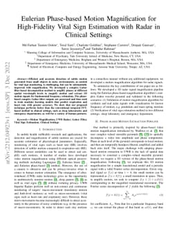 Eulerian Phase-based Motion Magnification for High-Fidelity Vital Sign
  Estimation with Radar in Clinical Settings