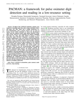 PACMAN: a framework for pulse oximeter digit detection and reading in a
  low-resource setting