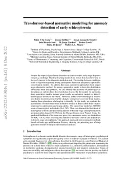 Transformer-based normative modelling for anomaly detection of early
  schizophrenia