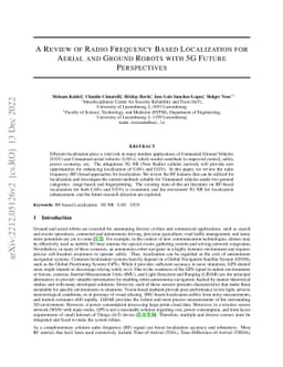 A Review of Radio Frequency Based Localization for Aerial and Ground
  Robots with 5G Future Perspectives