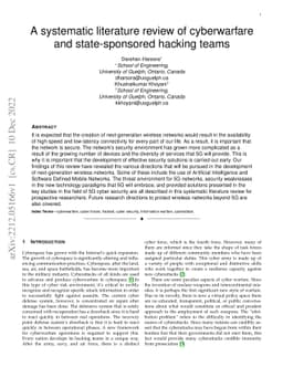 A systematic literature review of cyberwarfare and state-sponsored
  hacking teams