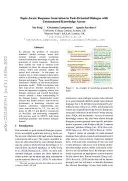 Topic-Aware Response Generation in Task-Oriented Dialogue with
  Unstructured Knowledge Access