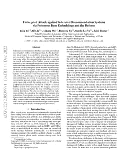 Untargeted Attack against Federated Recommendation Systems via Poisonous
  Item Embeddings and the Defense