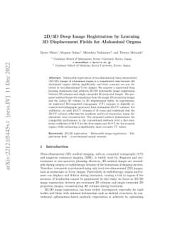 2D/3D Deep Image Registration by Learning 3D Displacement Fields for
  Abdominal Organs