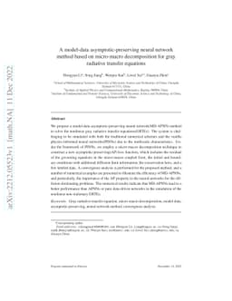 A model-data asymptotic-preserving neural network method based on
  micro-macro decomposition for gray radiative transfer equations