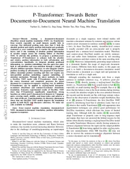 P-Transformer: Towards Better Document-to-Document Neural Machine
  Translation