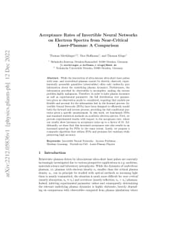 Acceptance Rates of Invertible Neural Networks on Electron Spectra from
  Near-Critical Laser-Plasmas: A Comparison