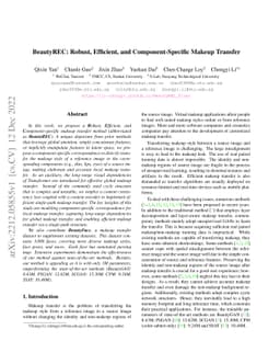 BeautyREC: Robust, Efficient, and Content-preserving Makeup Transfer