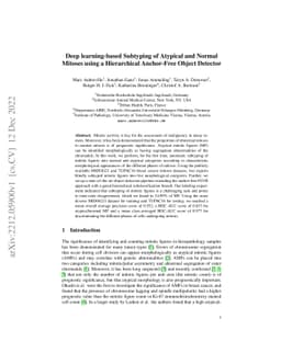 Deep learning-based Subtyping of Atypical and Normal Mitoses using a
  Hierarchical Anchor-Free Object Detector