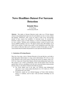 News Headlines Dataset For Sarcasm Detection