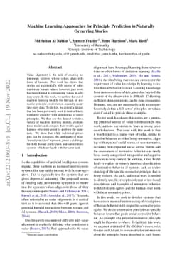 Machine Learning Approaches for Principle Prediction in Naturally
  Occurring Stories