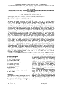 Electroencephalography (EEG), electromyography (EMG) and eye-tracking
  for astronaut training and space exploration