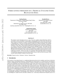 Forecasting formation of a Tropical Cyclone Using Reanalysis Data