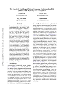 The Massively Multilingual Natural Language Understanding 2022
  (MMNLU-22) Workshop and Competition