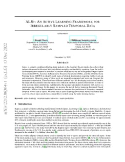ALRt: An Active Learning Framework for Irregularly Sampled Temporal Data