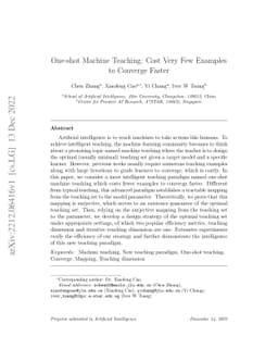 One-shot Machine Teaching: Cost Very Few Examples to Converge Faster