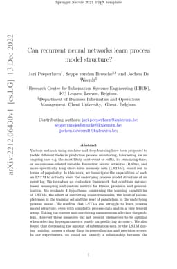 Can recurrent neural networks learn process model structure?
