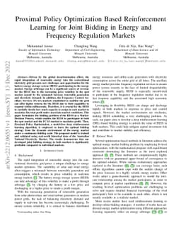 Proximal Policy Optimization Based Reinforcement Learning for Joint
  Bidding in Energy and Frequency Regulation Markets
