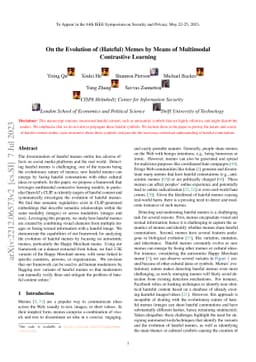 On the Evolution of (Hateful) Memes by Means of Multimodal Contrastive
  Learning