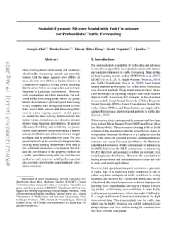 Scalable Dynamic Mixture Model with Full Covariance for Probabilistic Traffic Forecasting