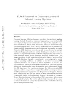 FLAGS Framework for Comparative Analysis of Federated Learning
  Algorithms