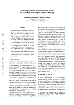 Evaluating Byte and Wordpiece Level Models for Massively Multilingual
  Semantic Parsing