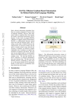 MANTa: Efficient Gradient-Based Tokenization for Robust End-to-End
  Language Modeling
