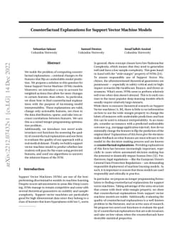 Counterfactual Explanations for Support Vector Machine Models