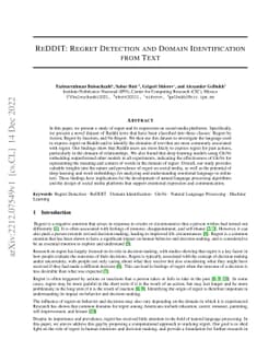 ReDDIT: Regret Detection and Domain Identification from Text
