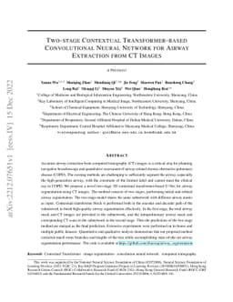 Two-stage Contextual Transformer-based Convolutional Neural Network for
  Airway Extraction from CT Images