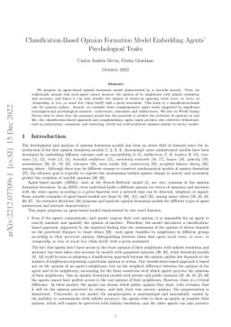 Classification-Based Opinion Formation Model Embedding Agents'
  Psychological Traits