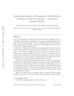 Synthesizing Research on Programmers' Mental Models of Programs, Tasks
  and Concepts -- a Systematic Literature Review