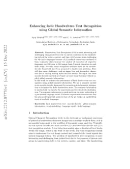Enhancing Indic Handwritten Text Recognition Using Global Semantic
  Information