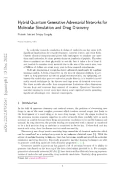 Hybrid Quantum Generative Adversarial Networks for Molecular Simulation
  and Drug Discovery