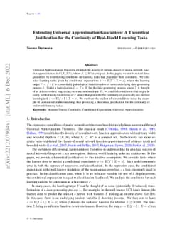 Extending Universal Approximation Guarantees: A Theoretical
  Justification for the Continuity of Real-World Learning Tasks