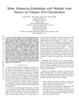 Moto: Enhancing Embedding with Multiple Joint Factors for Chinese Text
  Classification