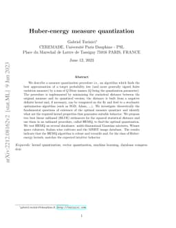 Huber-energy measure quantization
