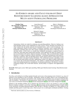An Energy-aware and Fault-tolerant Deep Reinforcement Learning based
  approach for Multi-agent Patrolling Problems