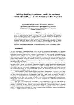Utilizing distilBert transformer model for sentiment classification of
  COVID-19's Persian open-text responses