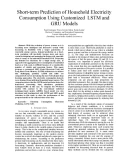 Short-term Prediction of Household Electricity Consumption Using
  Customized LSTM and GRU Models