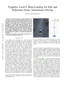 Cognitive Level-$k$ Meta-Learning for Safe and Pedestrian-Aware
  Autonomous Driving