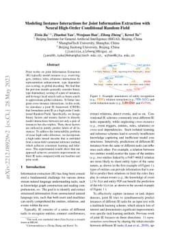 Modeling Instance Interactions for Joint Information Extraction with
  Neural High-Order Conditional Random Field