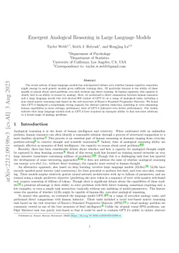 Emergent Analogical Reasoning in Large Language Models