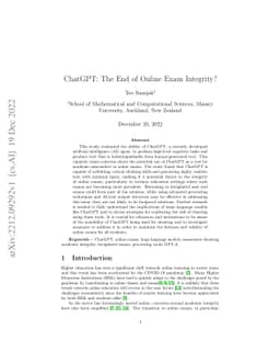 ChatGPT: The End of Online Exam Integrity?