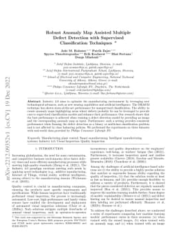 Robust Anomaly Map Assisted Multiple Defect Detection with Supervised
  Classification Techniques