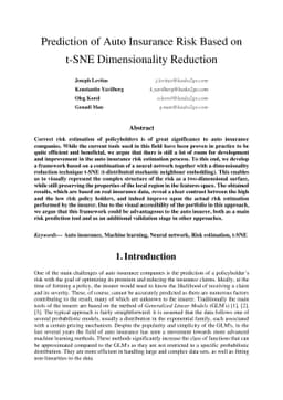 Prediction of Auto Insurance Risk Based on t-SNE Dimensionality
  Reduction