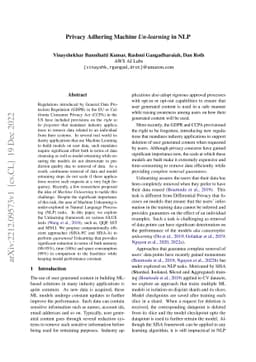 Privacy Adhering Machine Un-learning in NLP