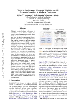 Words as Gatekeepers: Measuring Discipline-specific Terms and Meanings
  in Scholarly Publications